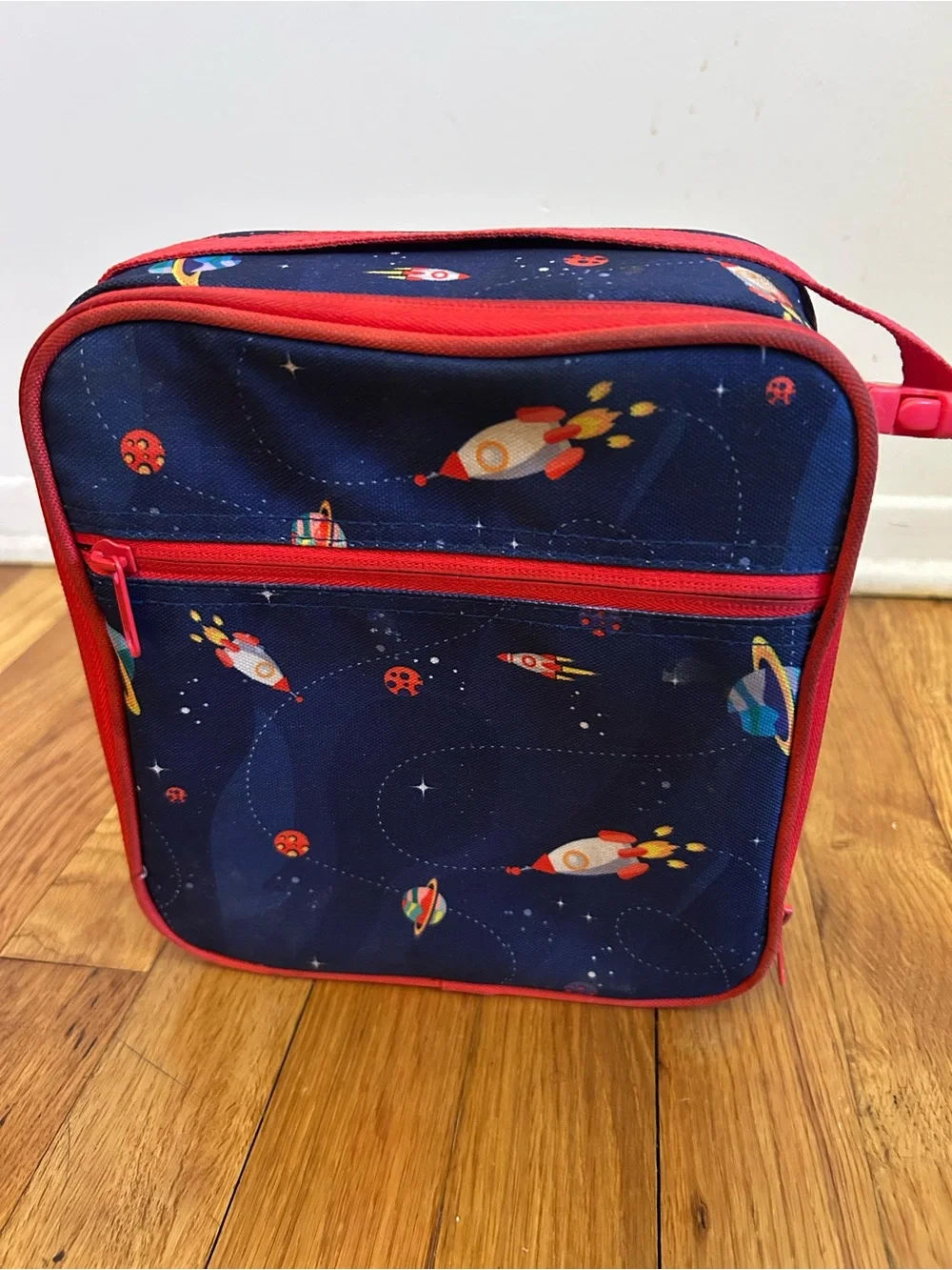 Kids Rocket Lunch Bag - Navy with Red Trim